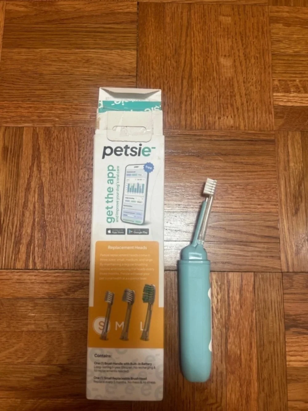 Petsie Ultrasonic Electrolytic Technology Pet Dog Toothbrush Oral Care Sz. S